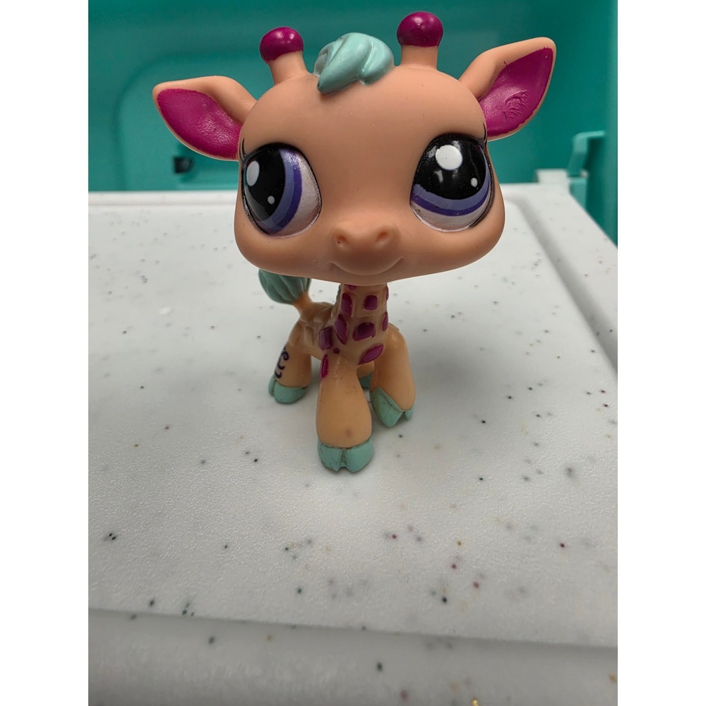 LPS Littlest Pet Shop Giraffe #2303 Teal and Pink Collectable Figure Pet - Picture 6 of 15